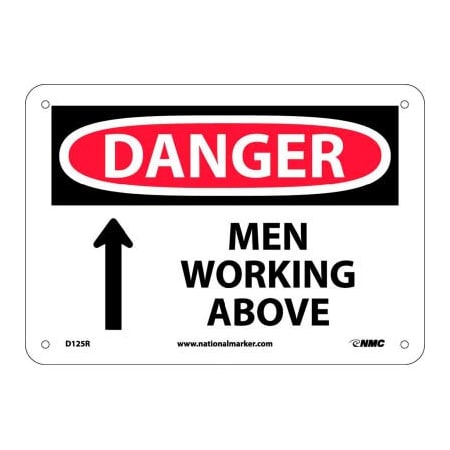 Nmc Safety Signs - Danger Men Working Above - Rigid Plastic 7"H X 10"W D125R****
